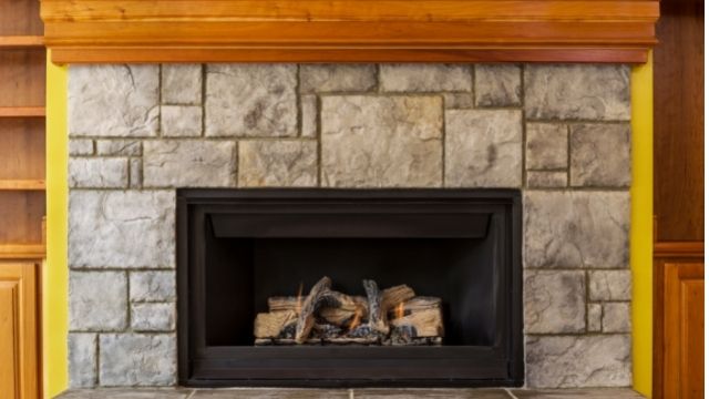 wood-burning fireplace