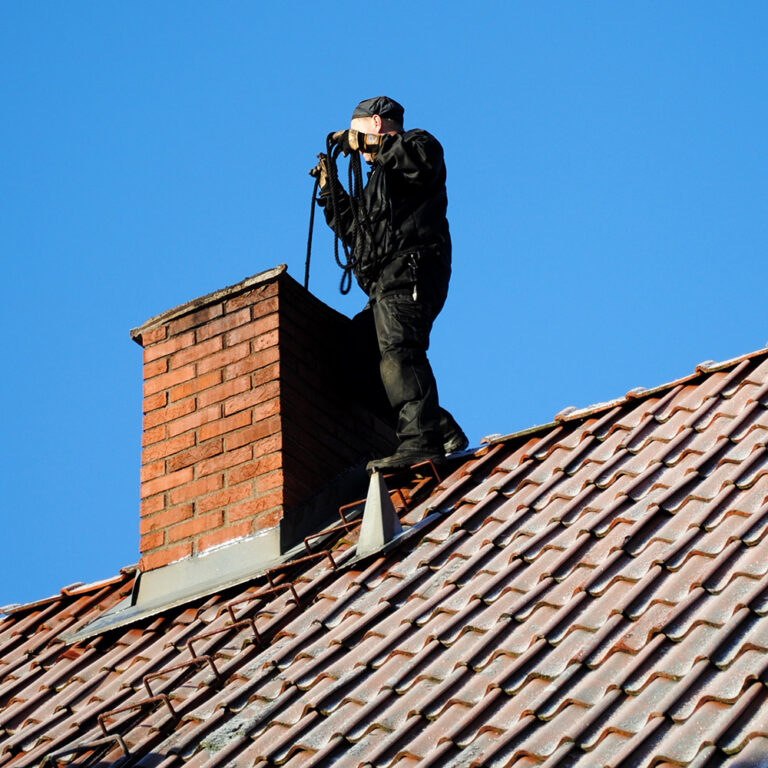 man doing chimney repair and cleaning